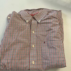 Izod Red and White Plaid Button Down Shirt